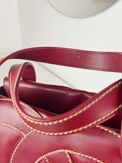 Chanel Vintage CC Wild Stitch Red Handbag Shoulder Bag