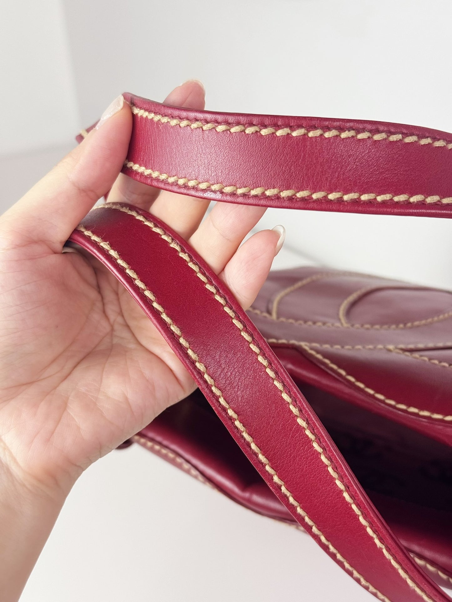 Chanel Vintage CC Wild Stitch Red Handbag Shoulder Bag