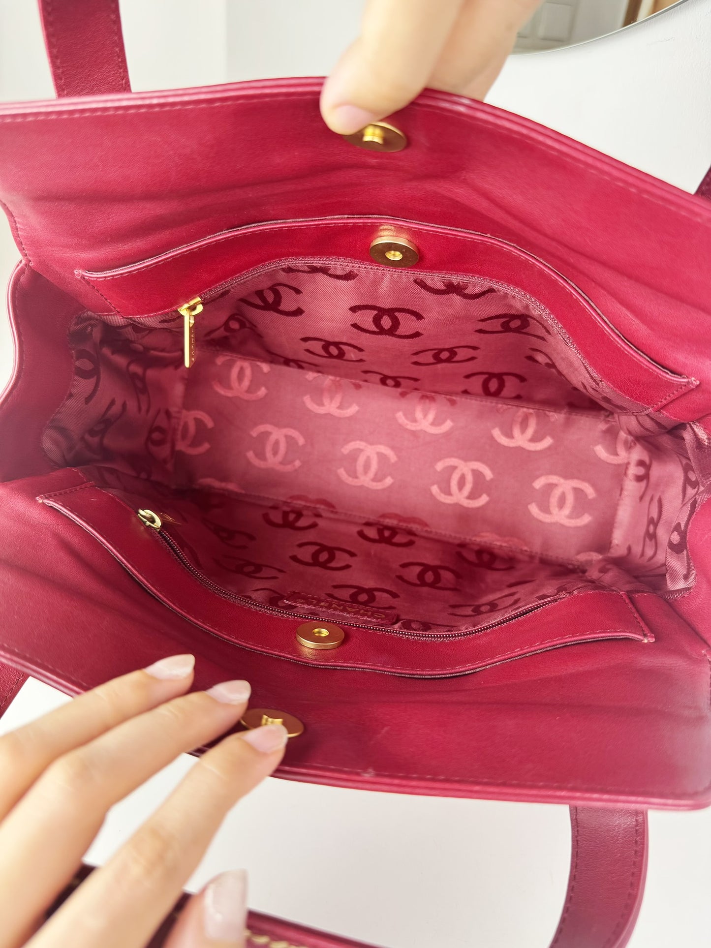 Chanel Vintage CC Wild Stitch Red Handbag Shoulder Bag