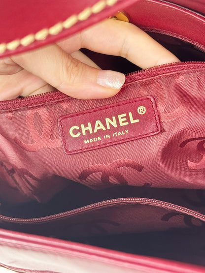 Chanel Vintage CC Wild Stitch Red Handbag Shoulder Bag