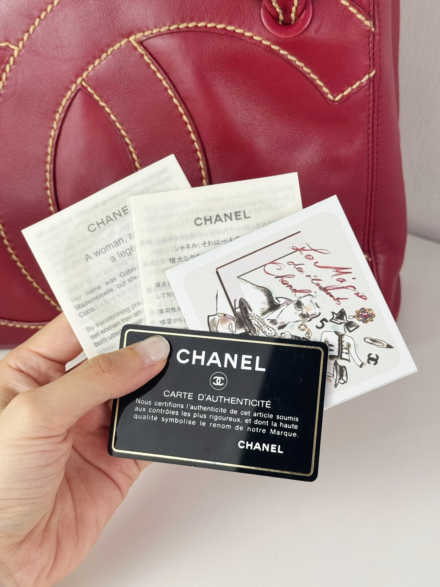 Chanel Vintage CC Wild Stitch Red Handbag Shoulder Bag