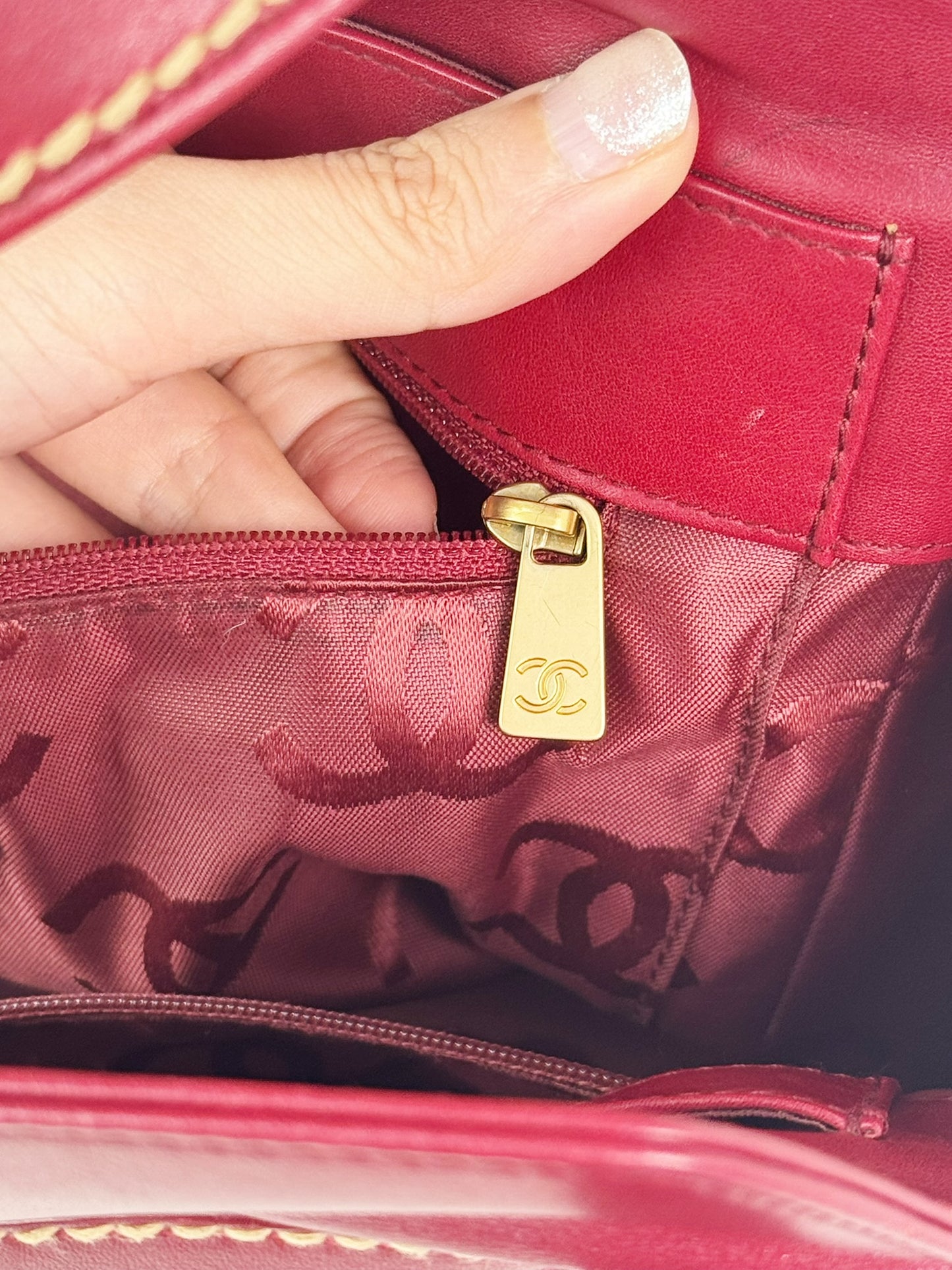 Chanel Vintage CC Wild Stitch Red Handbag Shoulder Bag