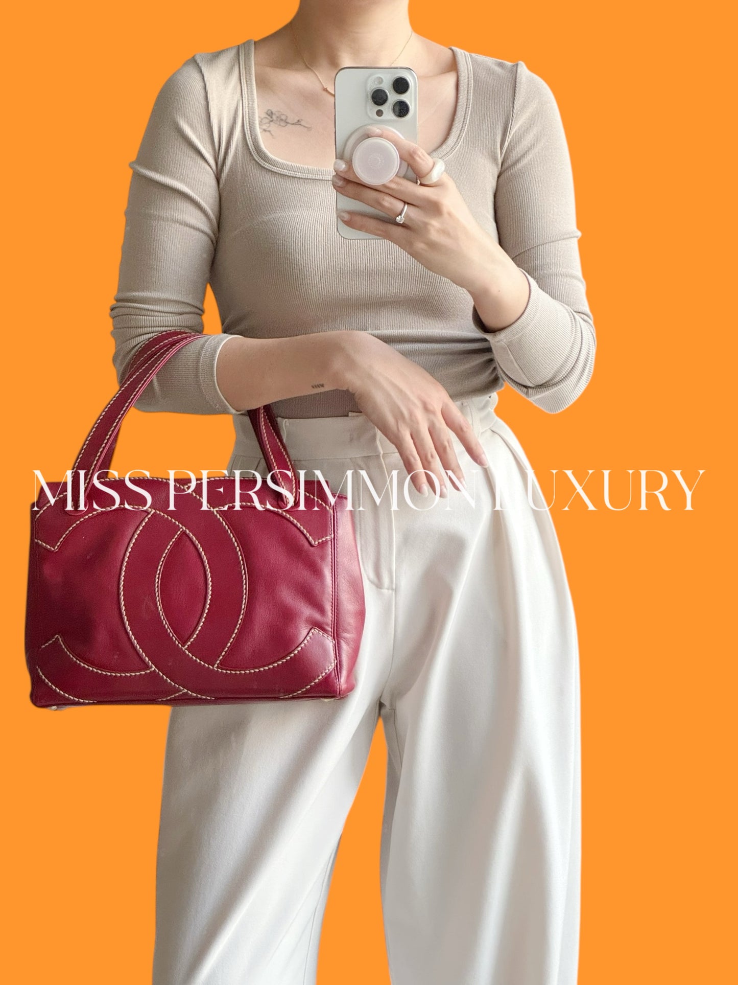 Chanel Vintage CC Wild Stitch Red Handbag Shoulder Bag