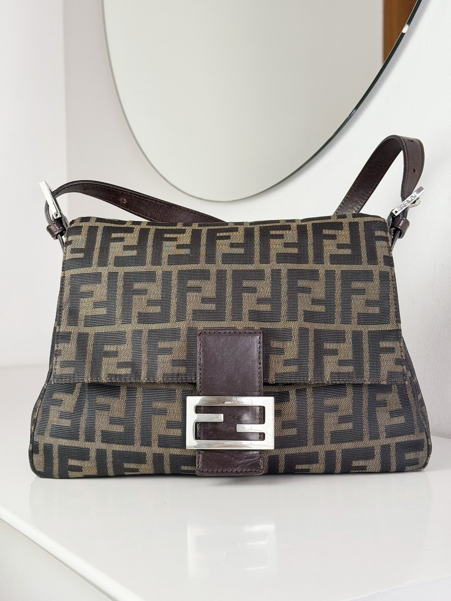 Fendi Vintage Zucca Mamma Baguette Shoulder Bag