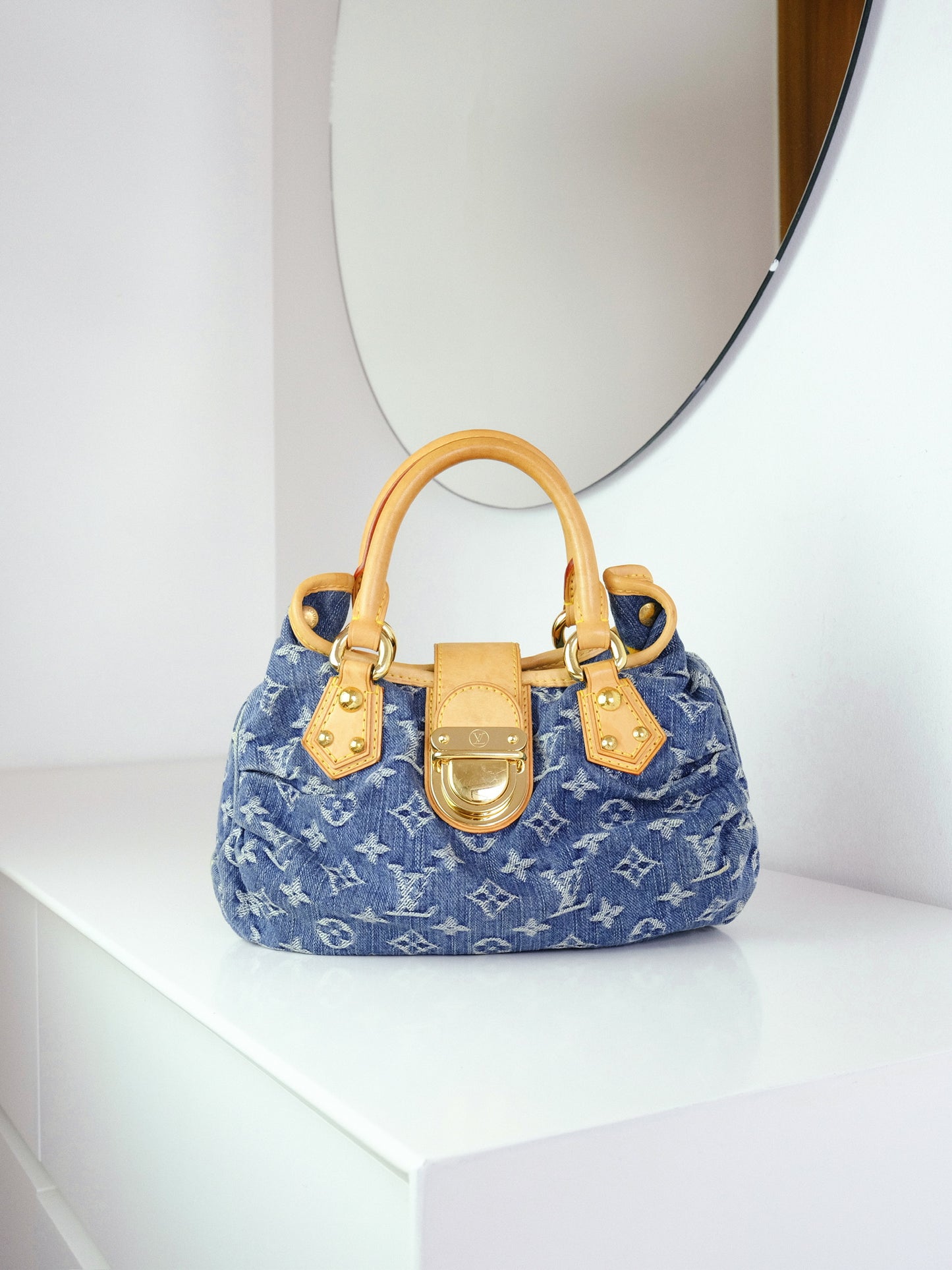 Louis Vuitton Denim Pleaty Crossbody Handbag
