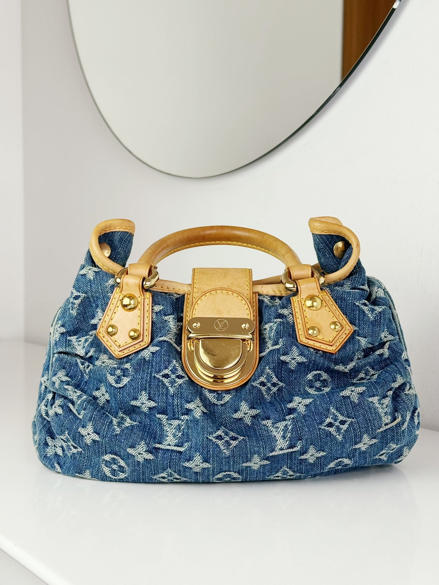Louis Vuitton Denim Pleaty Crossbody Handbag