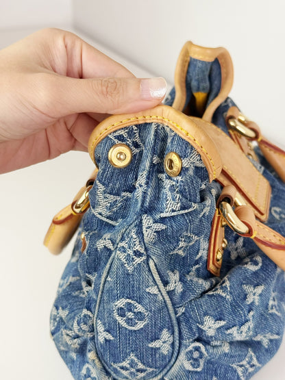 Louis Vuitton Denim Pleaty Crossbody Handbag