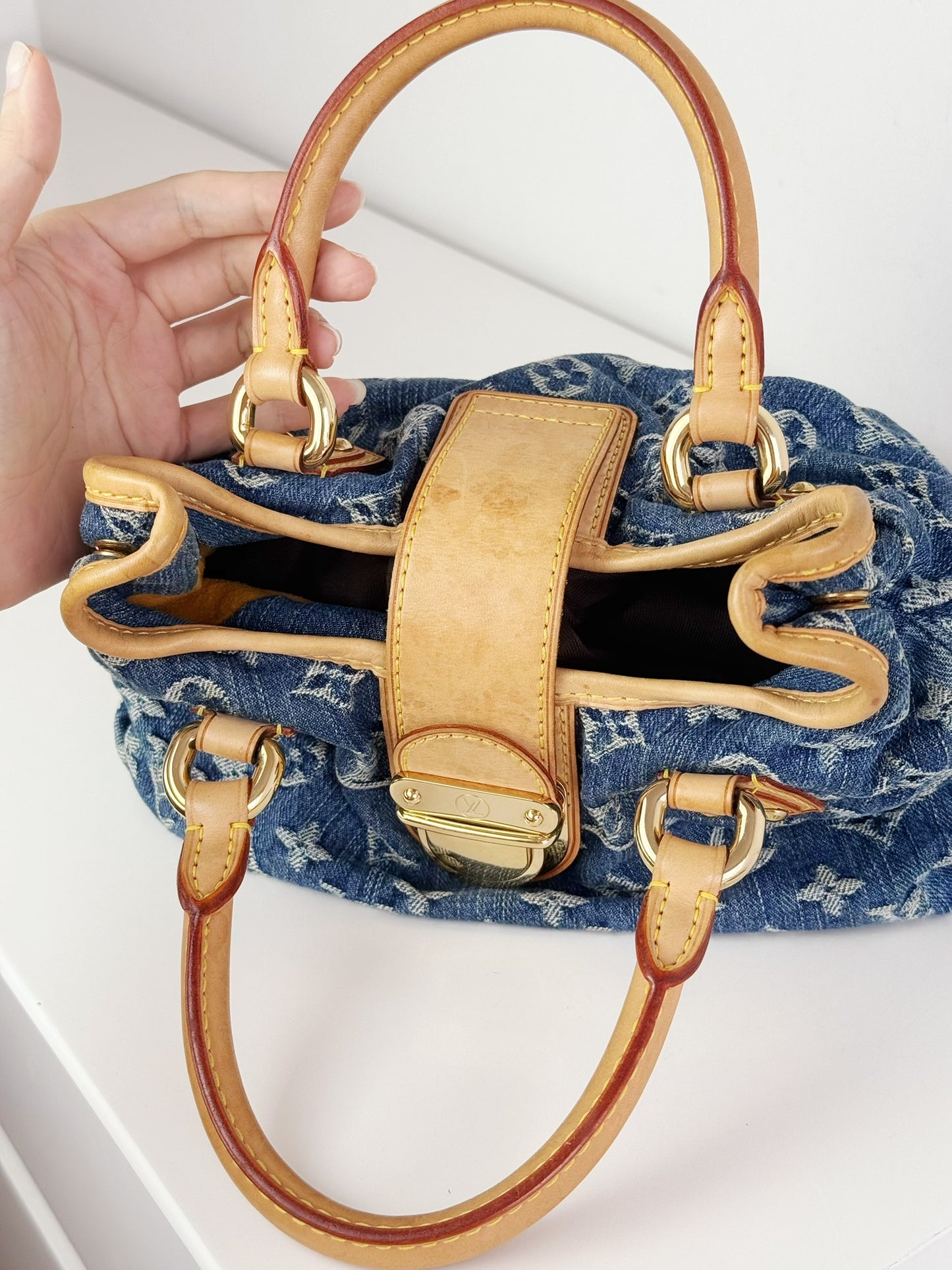 Louis Vuitton Denim Pleaty Crossbody Handbag