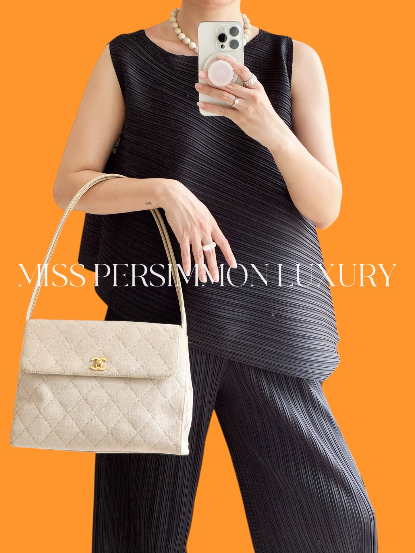 Chanel Vintage Turnlock Cocomark Tote Shoulder Bag