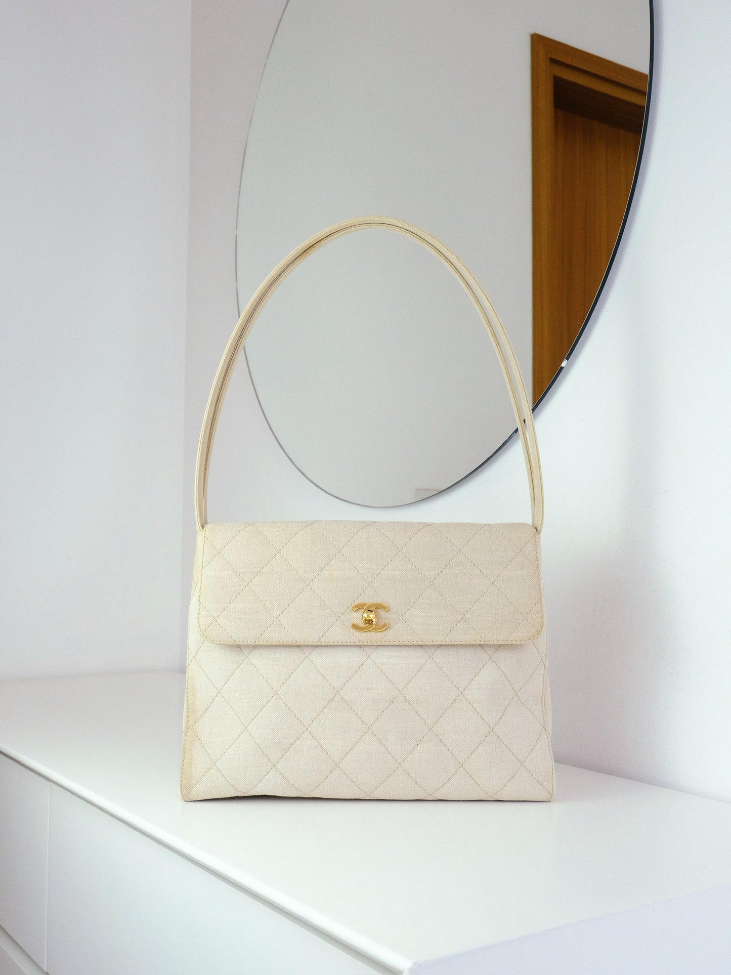 Chanel Vintage Turnlock Cocomark Tote Shoulder Bag