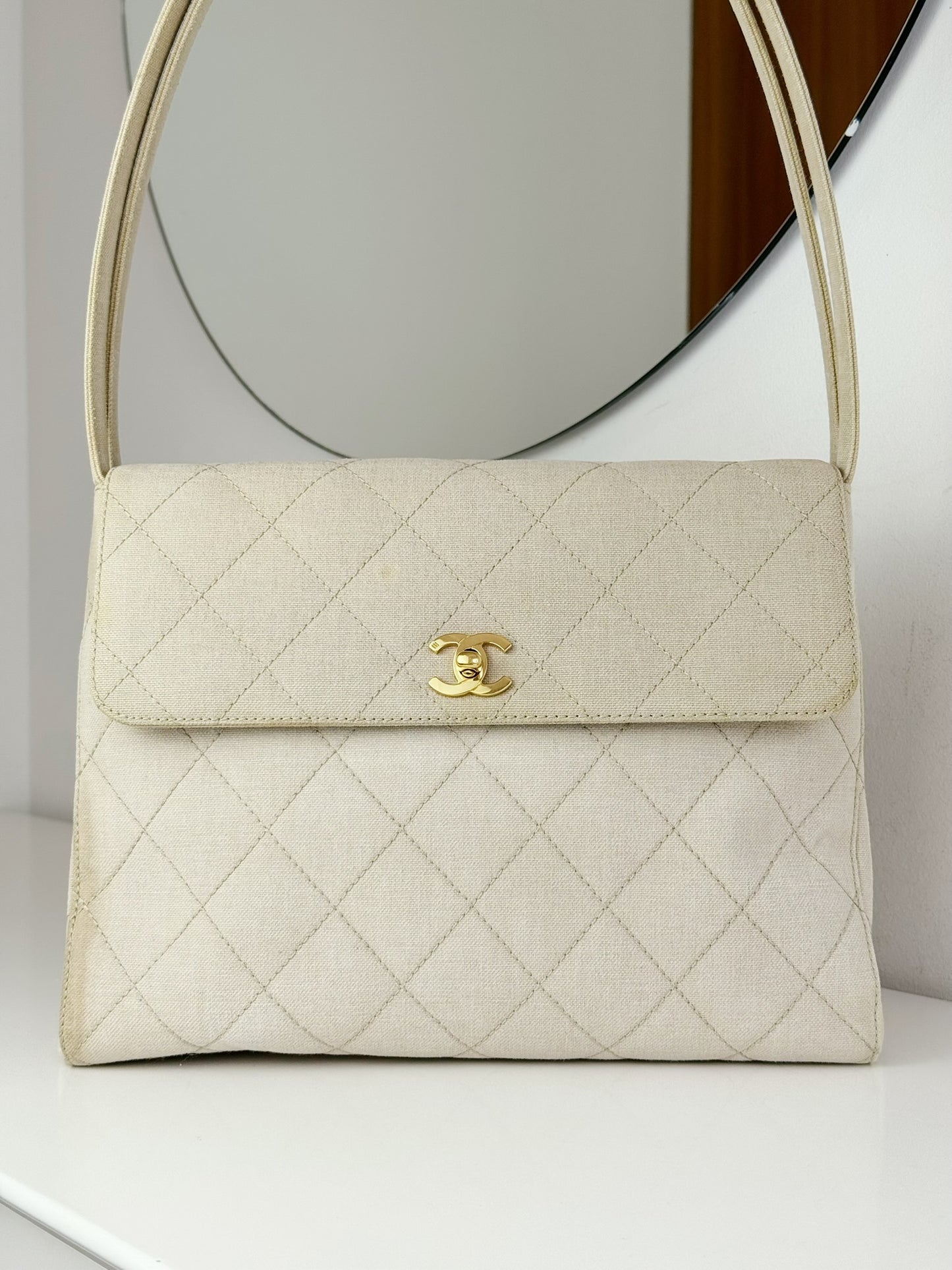 Chanel Vintage Turnlock Cocomark Tote Shoulder Bag