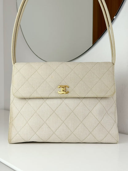 Chanel Vintage Turnlock Cocomark Tote Shoulder Bag