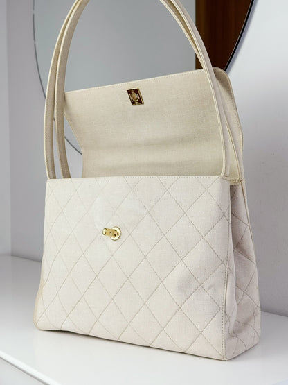Chanel Vintage Turnlock Cocomark Tote Shoulder Bag