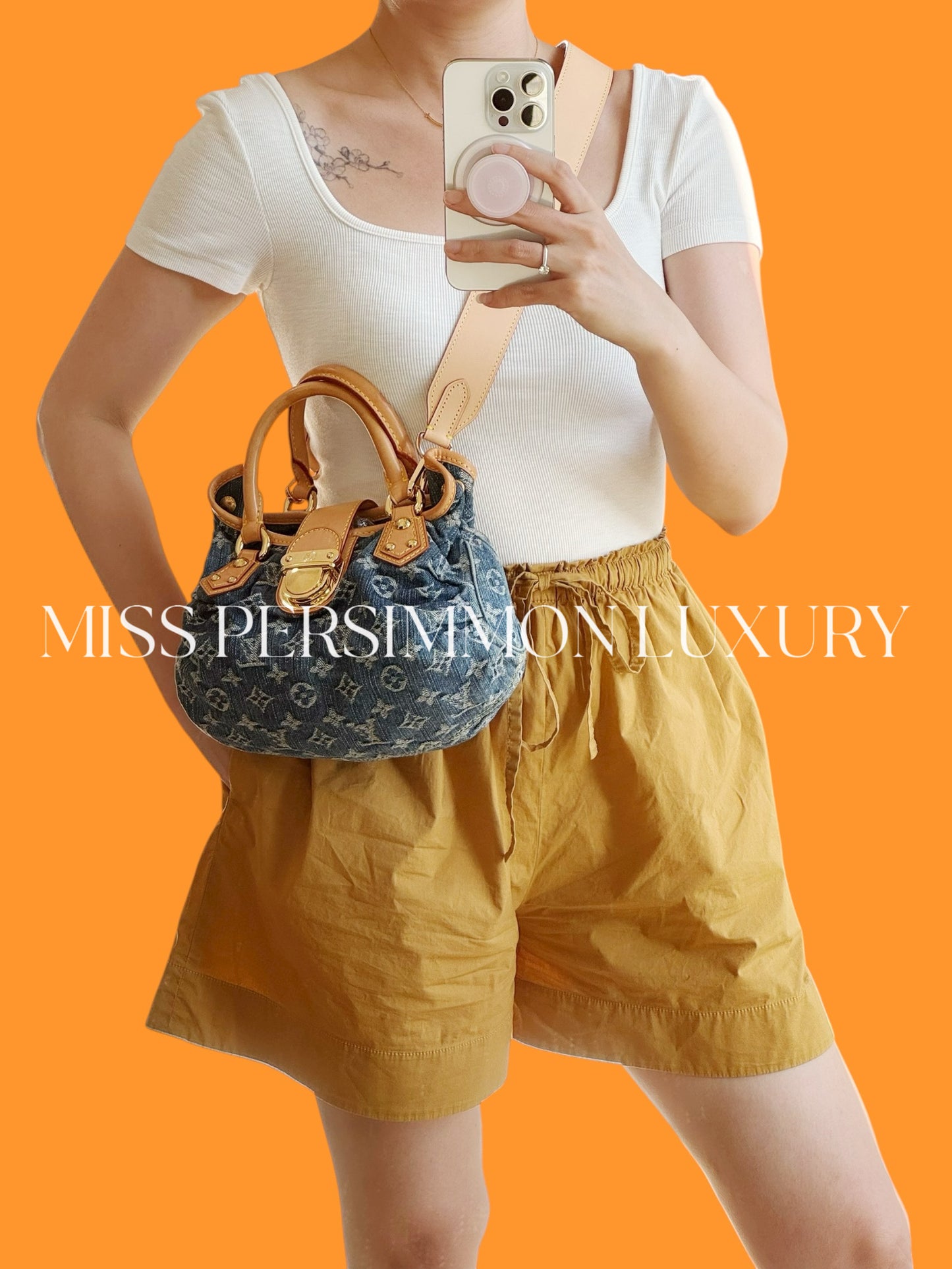 Louis Vuitton Denim Pleaty Crossbody Handbag