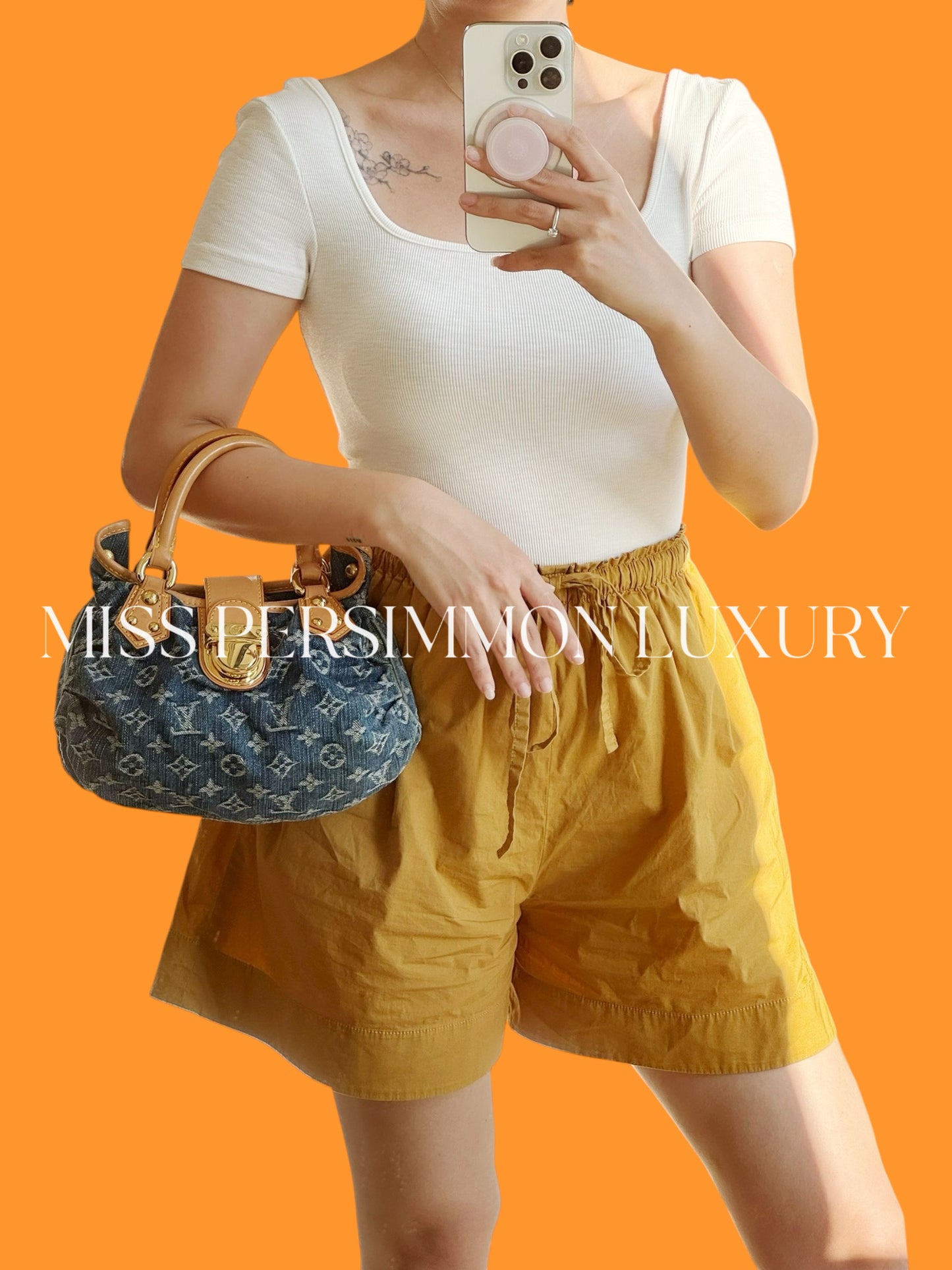 Louis Vuitton Denim Pleaty Crossbody Handbag