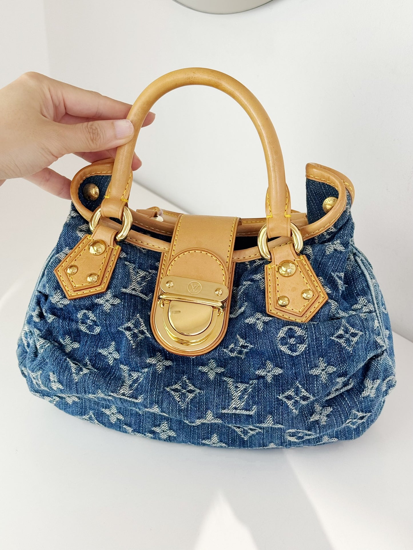Louis Vuitton Denim Pleaty Crossbody Handbag