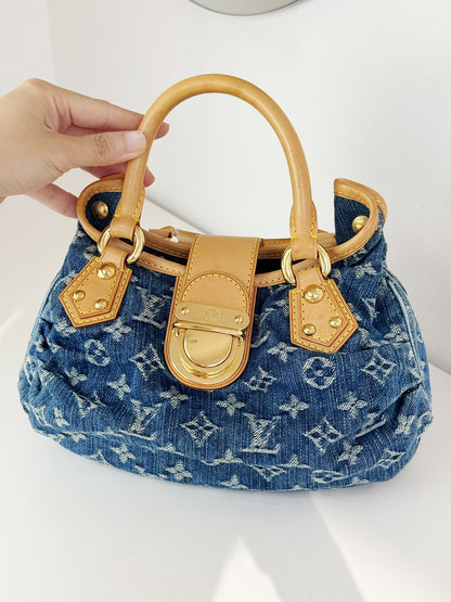 Louis Vuitton Denim Pleaty Crossbody Handbag