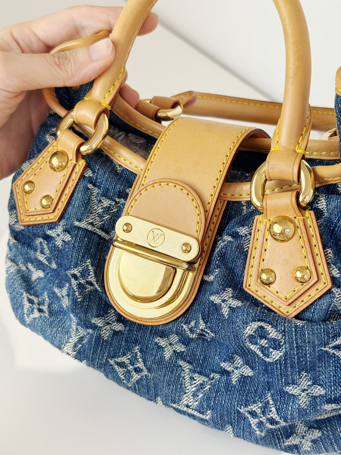 Louis Vuitton Denim Pleaty Crossbody Handbag