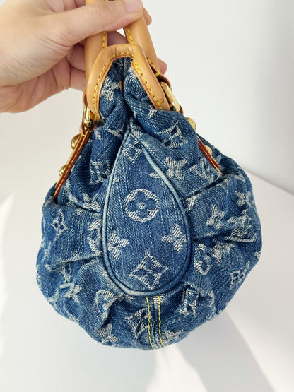 Louis Vuitton Denim Pleaty Crossbody Handbag
