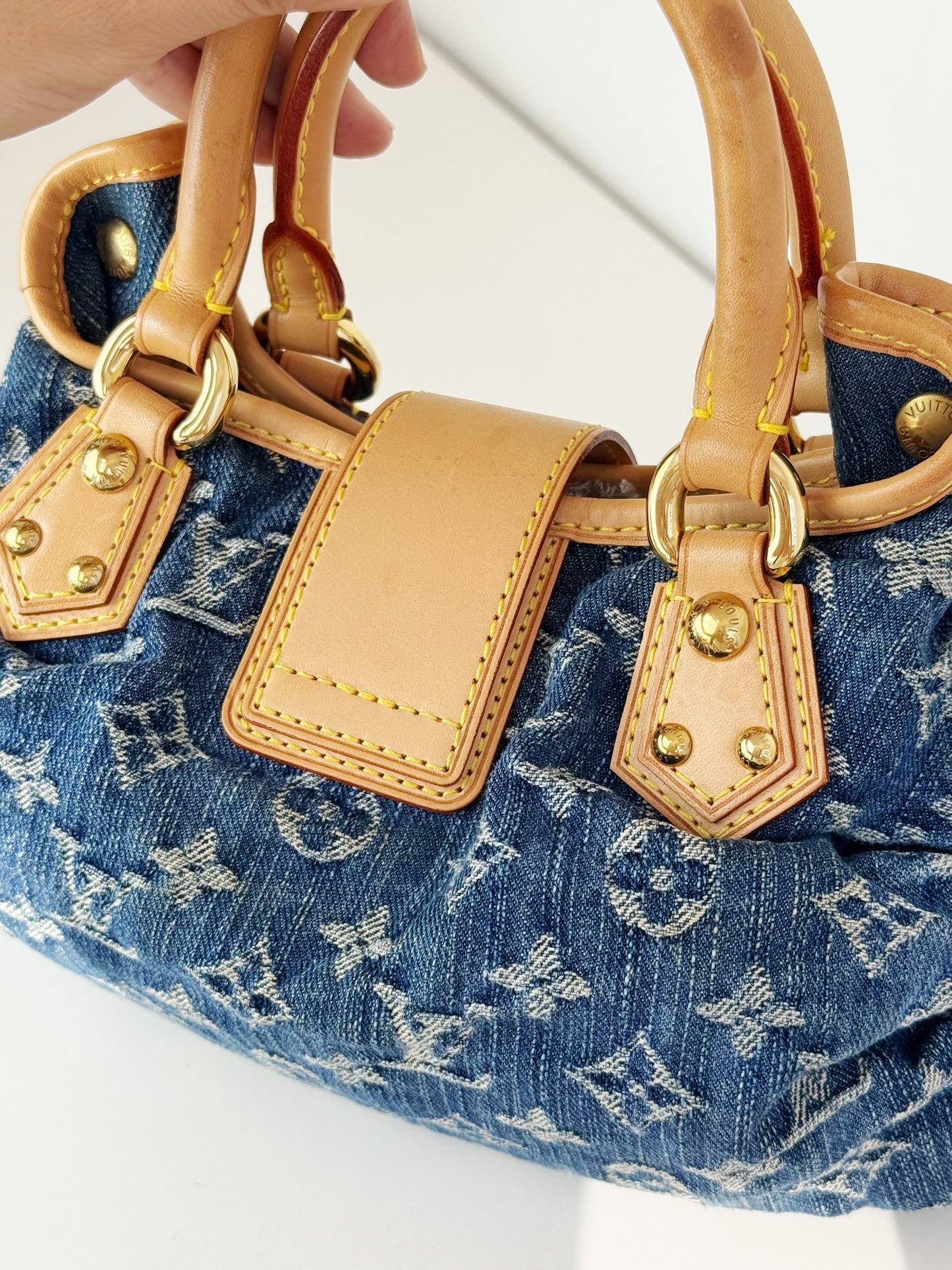Louis Vuitton Denim Pleaty Crossbody Handbag