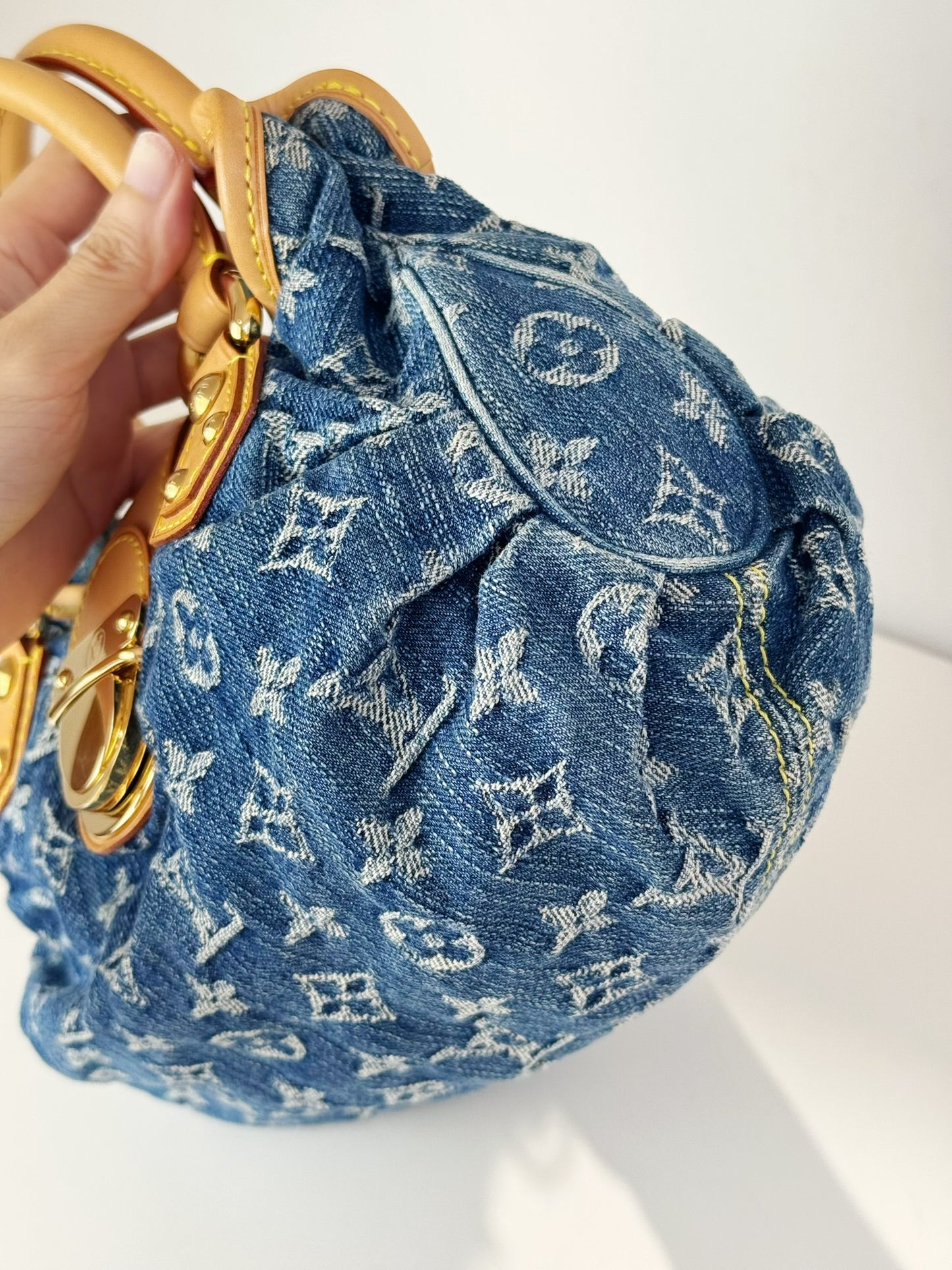 Louis Vuitton Denim Pleaty Crossbody Handbag