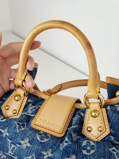 Louis Vuitton Denim Pleaty Crossbody Handbag
