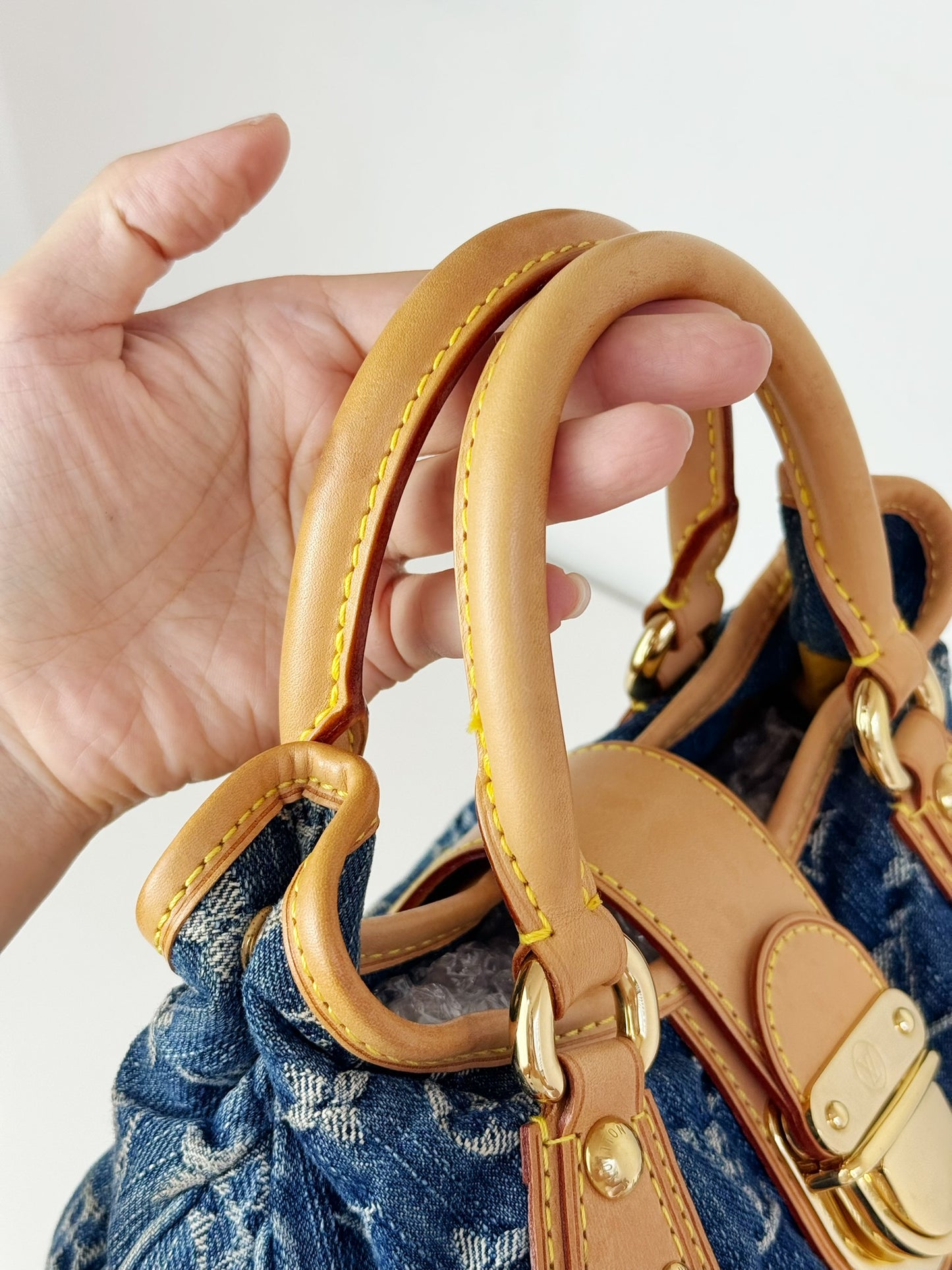 Louis Vuitton Denim Pleaty Crossbody Handbag