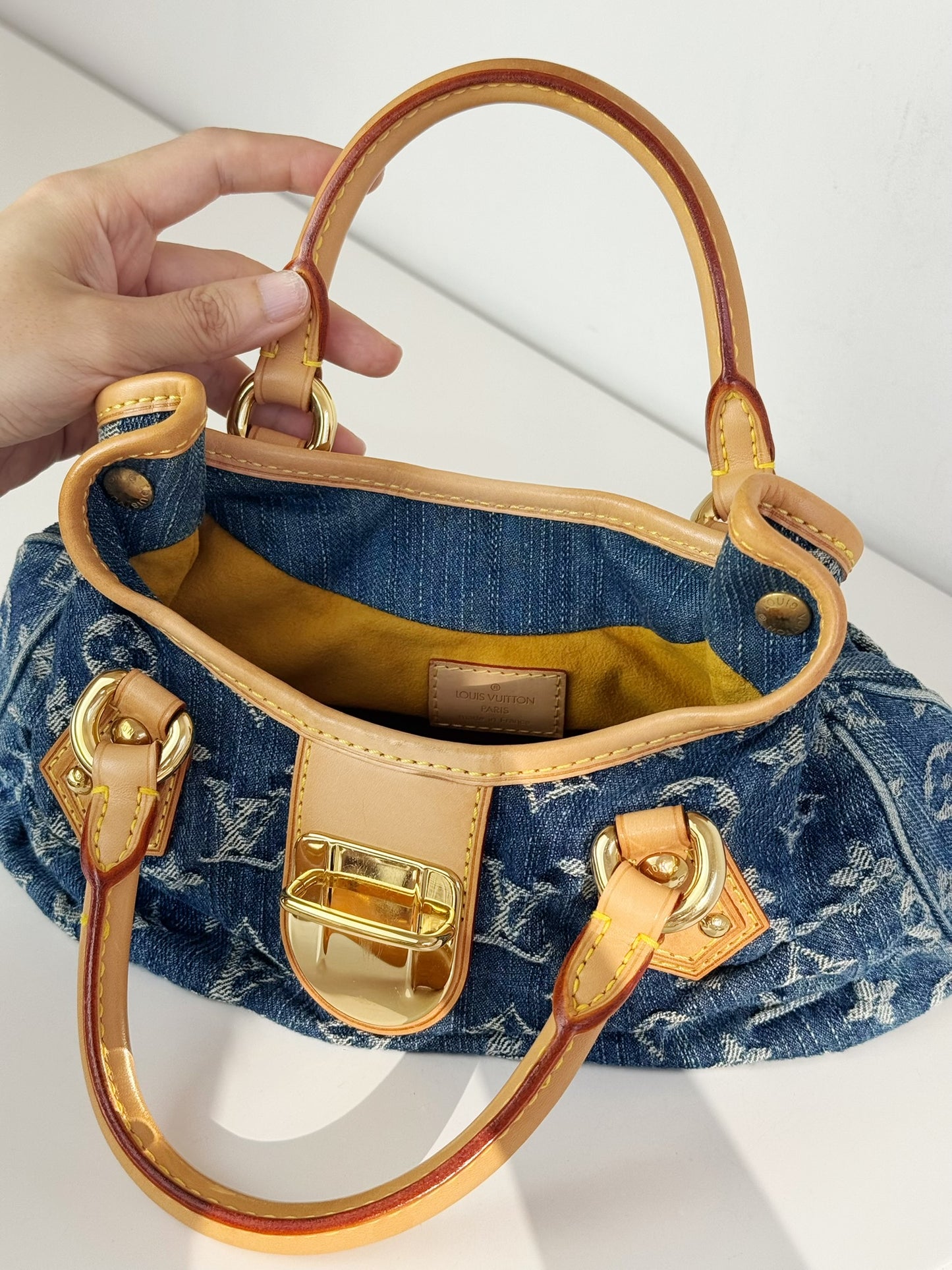 Louis Vuitton Denim Pleaty Crossbody Handbag