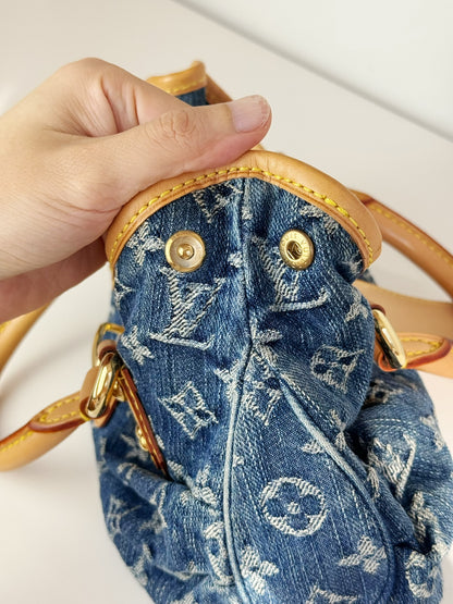 Louis Vuitton Denim Pleaty Crossbody Handbag