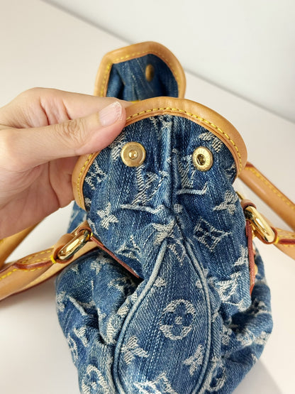 Louis Vuitton Denim Pleaty Crossbody Handbag