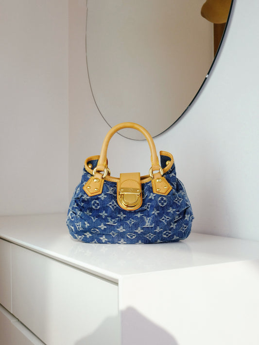 Louis Vuitton Denim Pleaty Crossbody Handbag