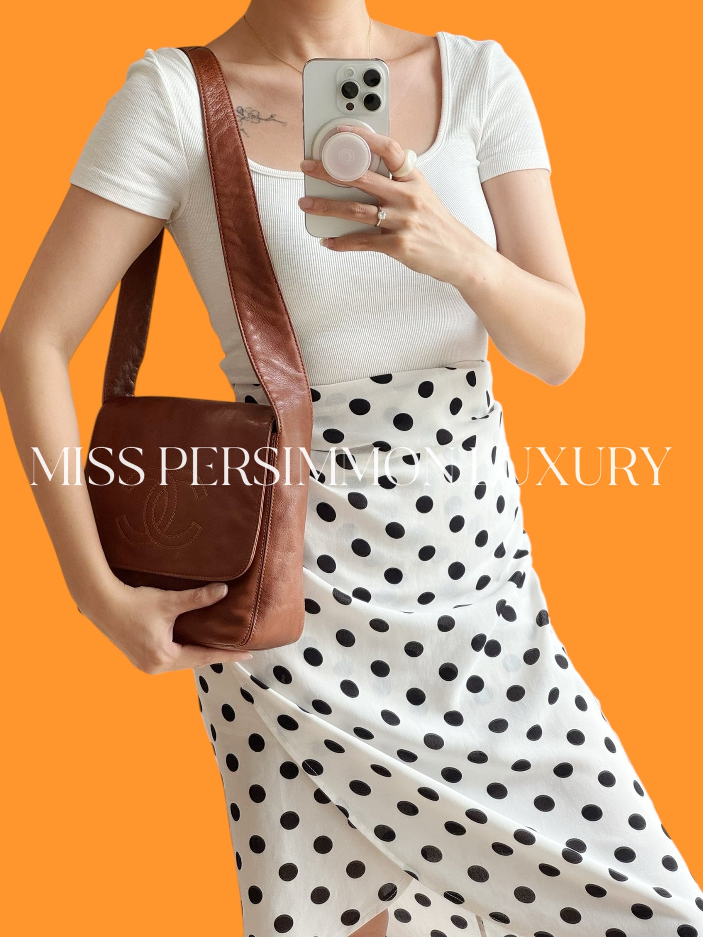 Chanel Vintage CC Leather Crossbody Tote Bag