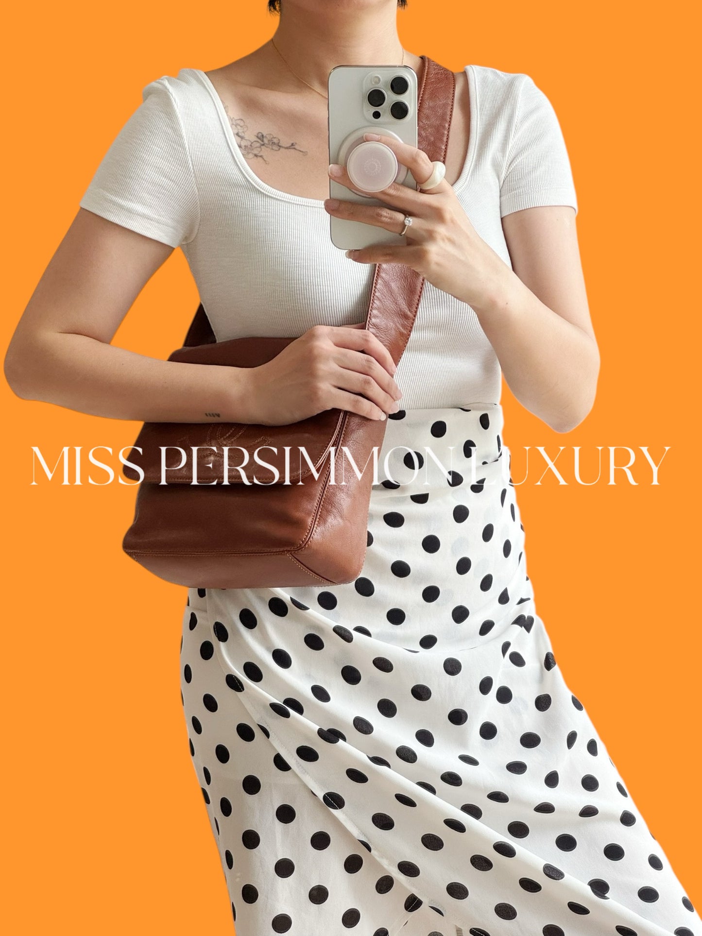 Chanel Vintage CC Leather Crossbody Tote Bag