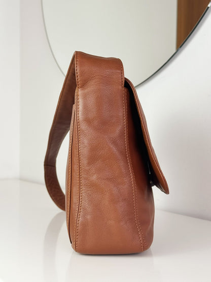 Chanel Vintage CC Leather Crossbody Tote Bag