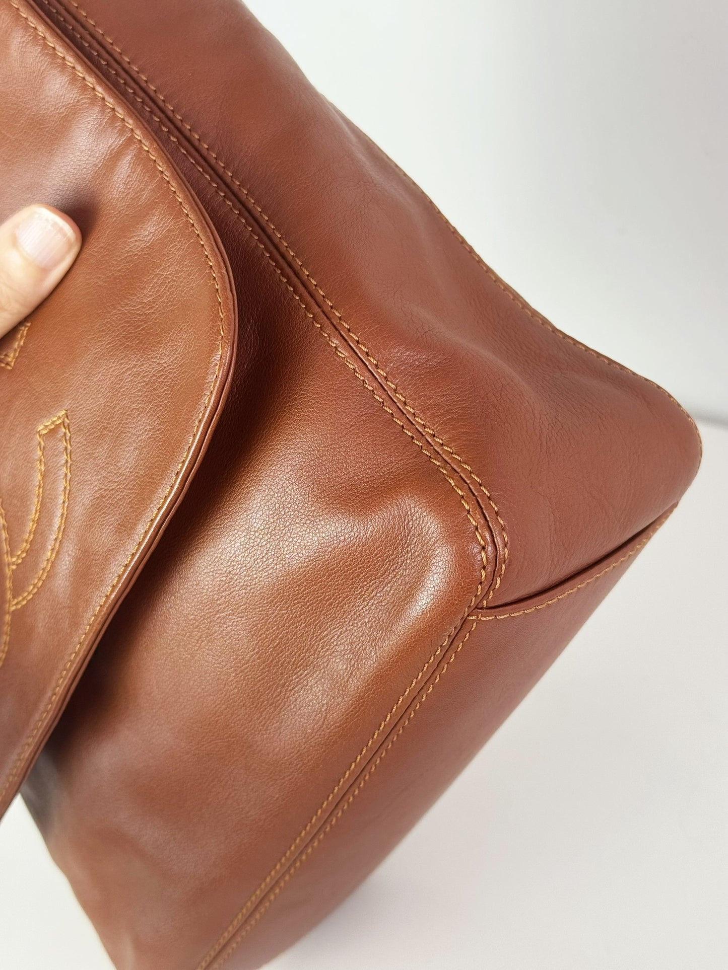 Chanel Vintage CC Leather Crossbody Tote Bag