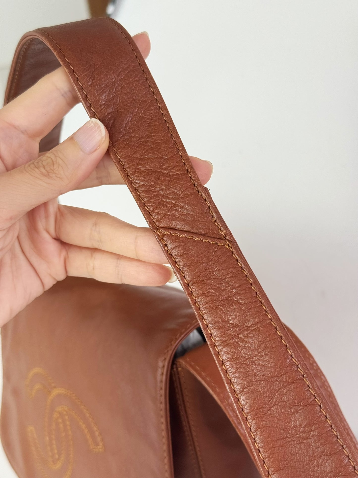 Chanel Vintage CC Leather Crossbody Tote Bag