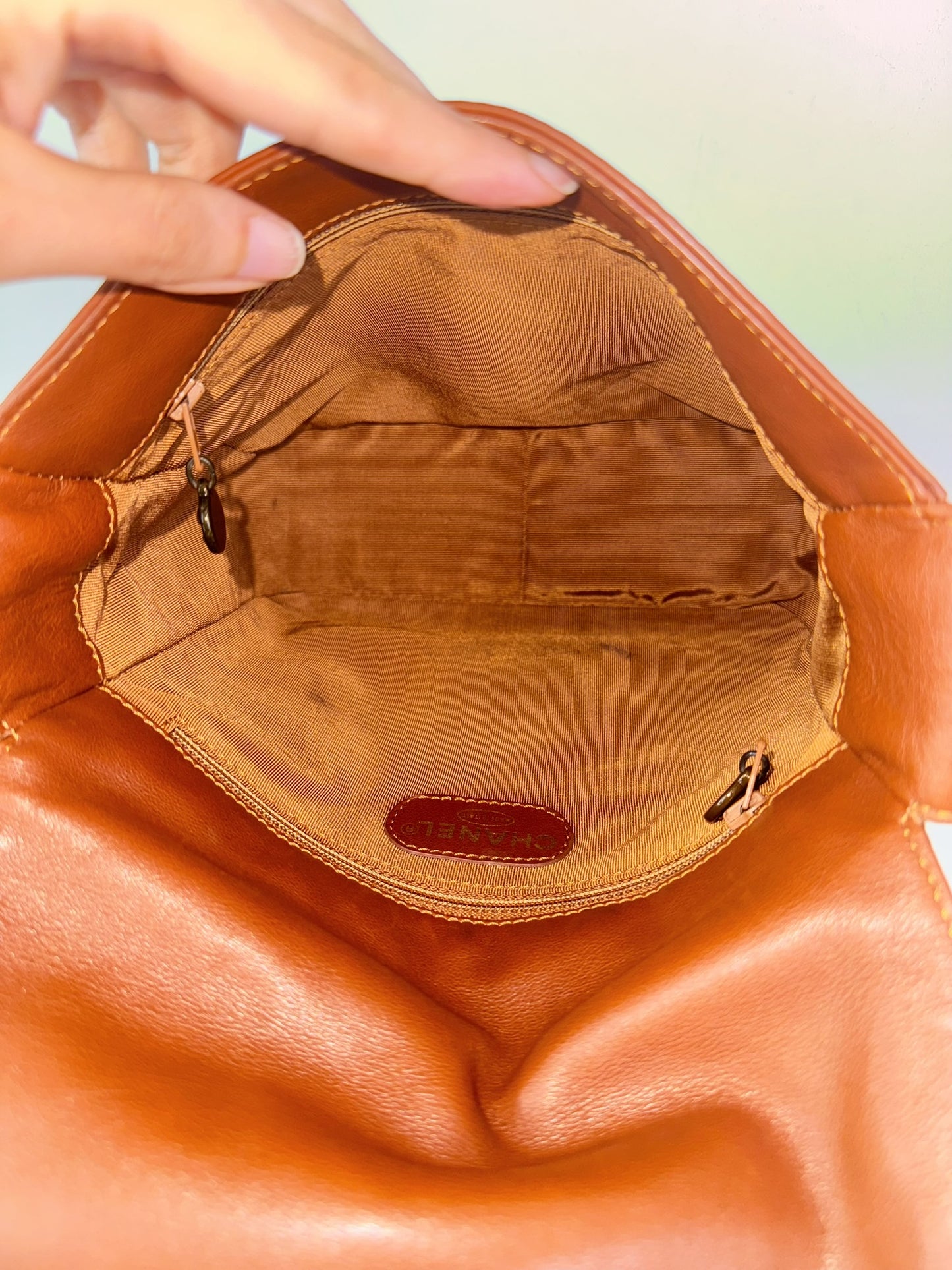 Chanel Vintage CC Leather Crossbody Tote Bag