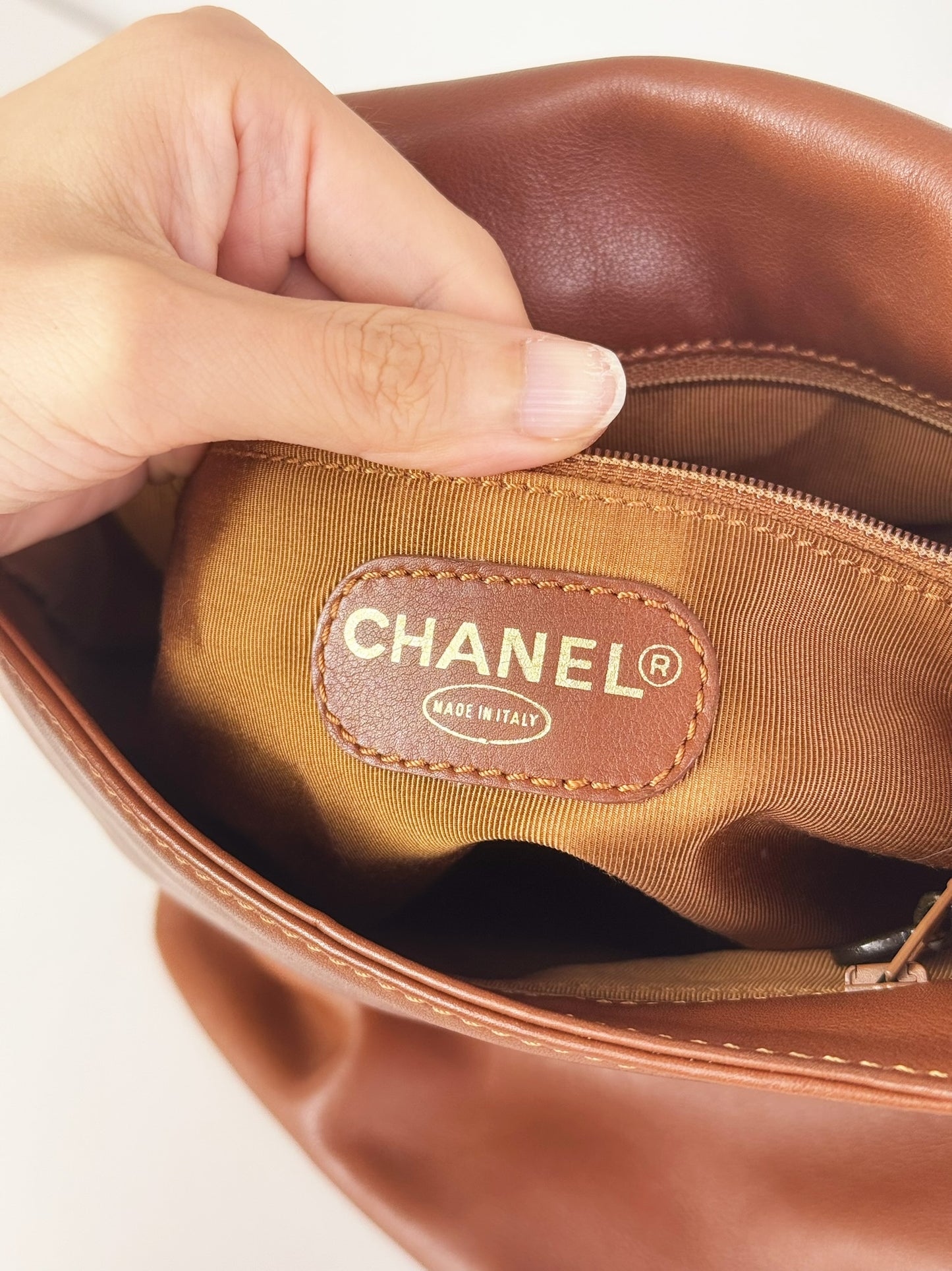 Chanel Vintage CC Leather Crossbody Tote Bag