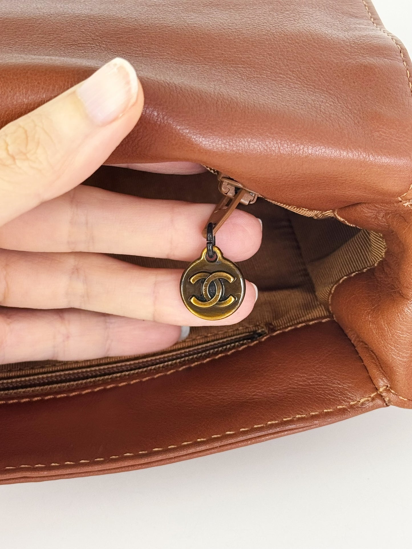 Chanel Vintage CC Leather Crossbody Tote Bag