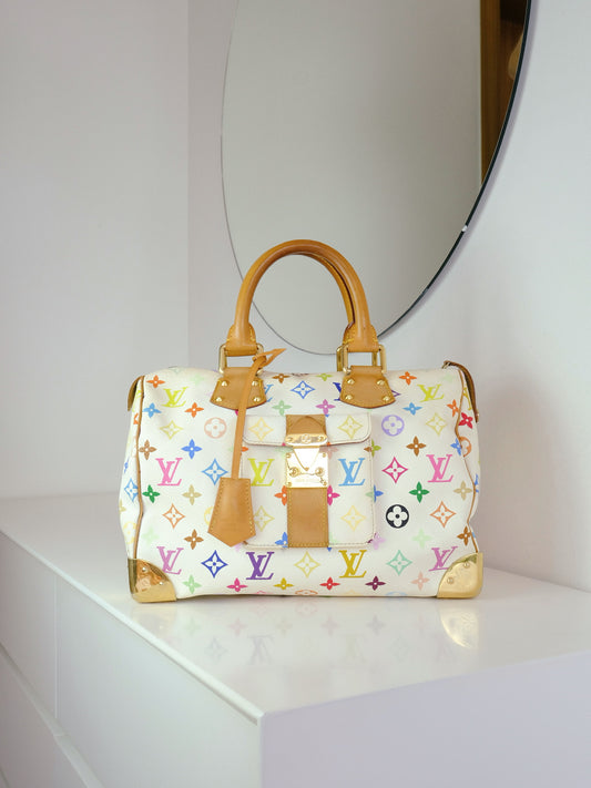 Louis Vuitton Vintage Takashi Murakami Multicolor Speedy 30 Handbag Crossbody Bag