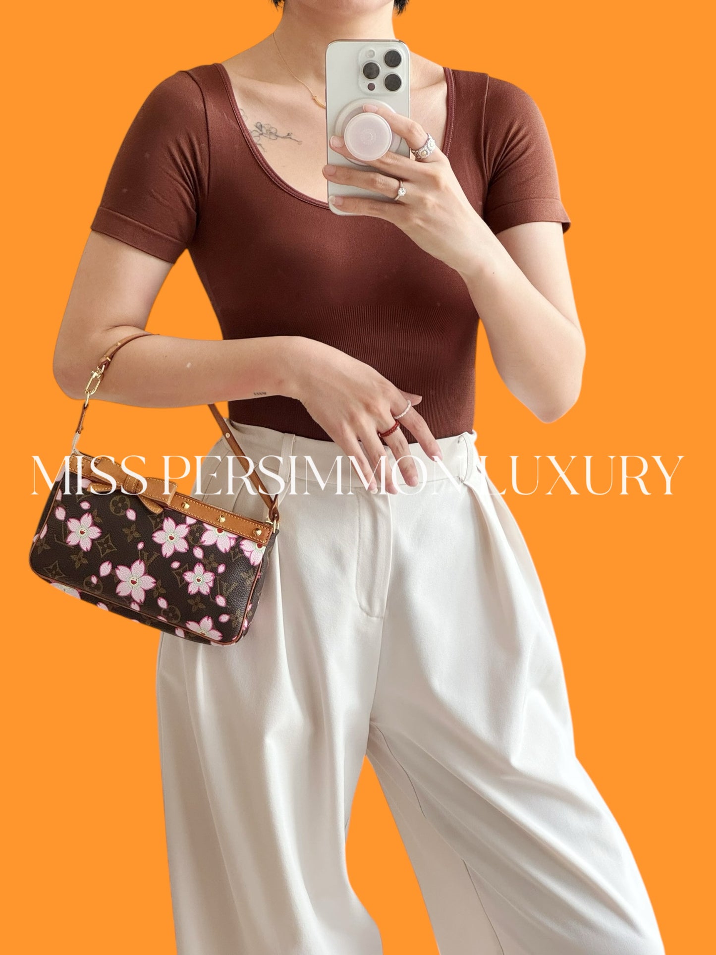 Louis Vuitton Takashi Murakami Sakura Cherry Blossom Pochette Accessoires Shoulder Crossbody Bag