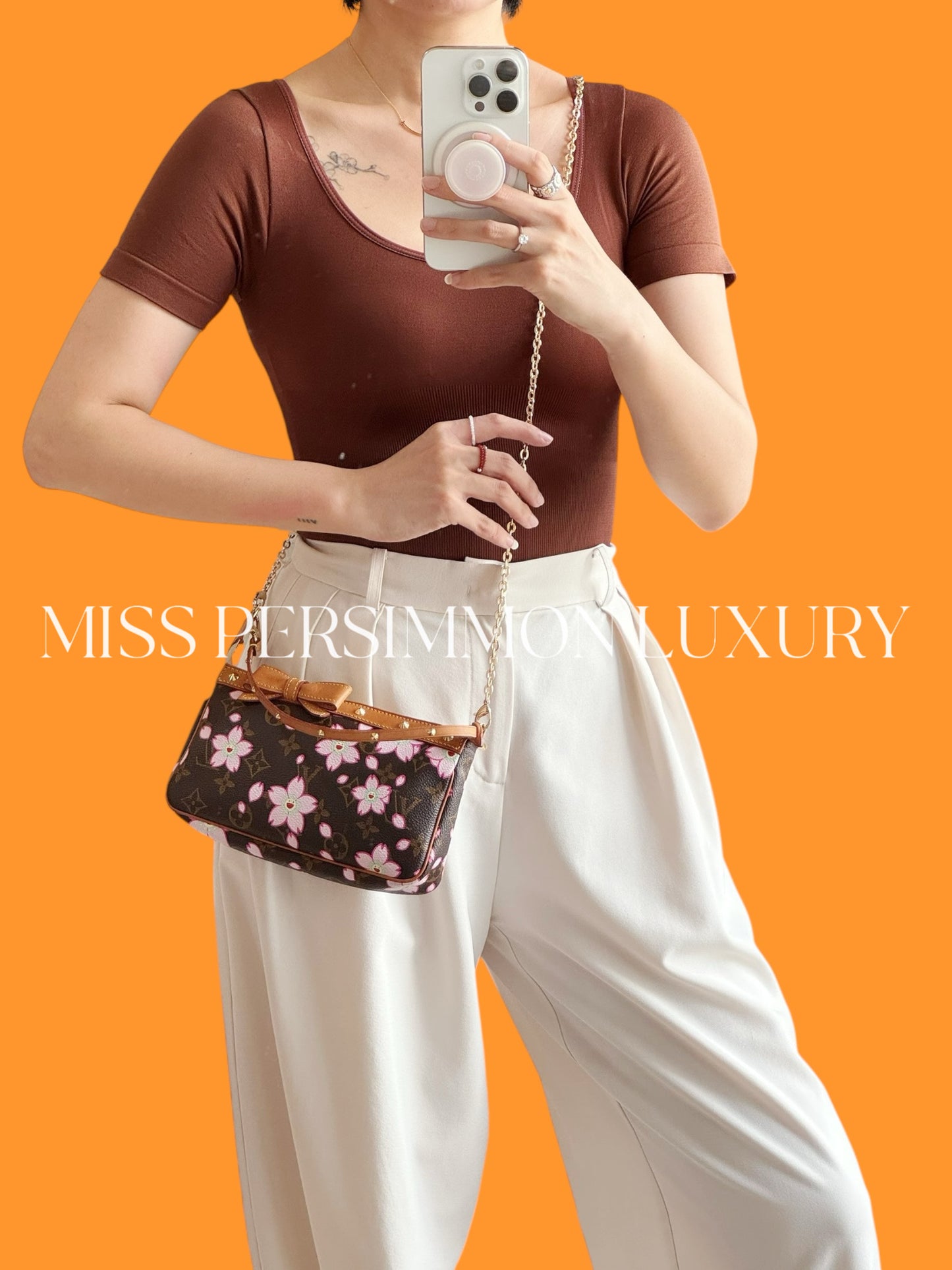 Louis Vuitton Takashi Murakami Sakura Cherry Blossom Pochette Accessoires Shoulder Crossbody Bag