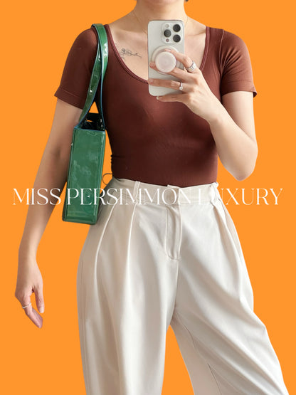 Chanel Vintage Green Patent Leather Shoulder Tote Bag