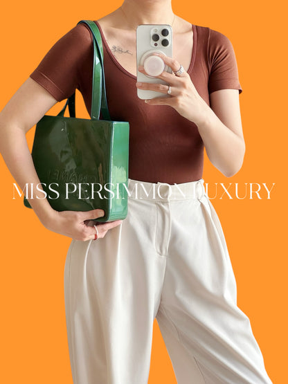 Chanel Vintage Green Patent Leather Shoulder Tote Bag