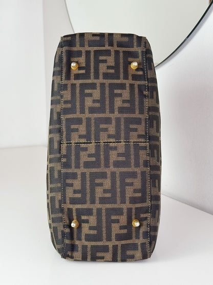 Fendi Vintage Zucca Gold Top Handle Tote Bag