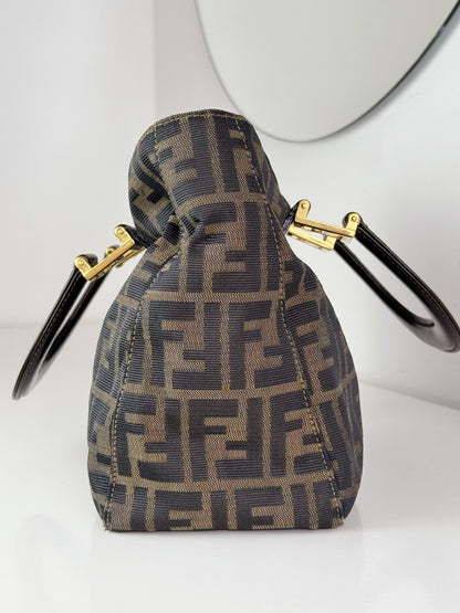 Fendi Vintage Zucca Gold Top Handle Tote Bag