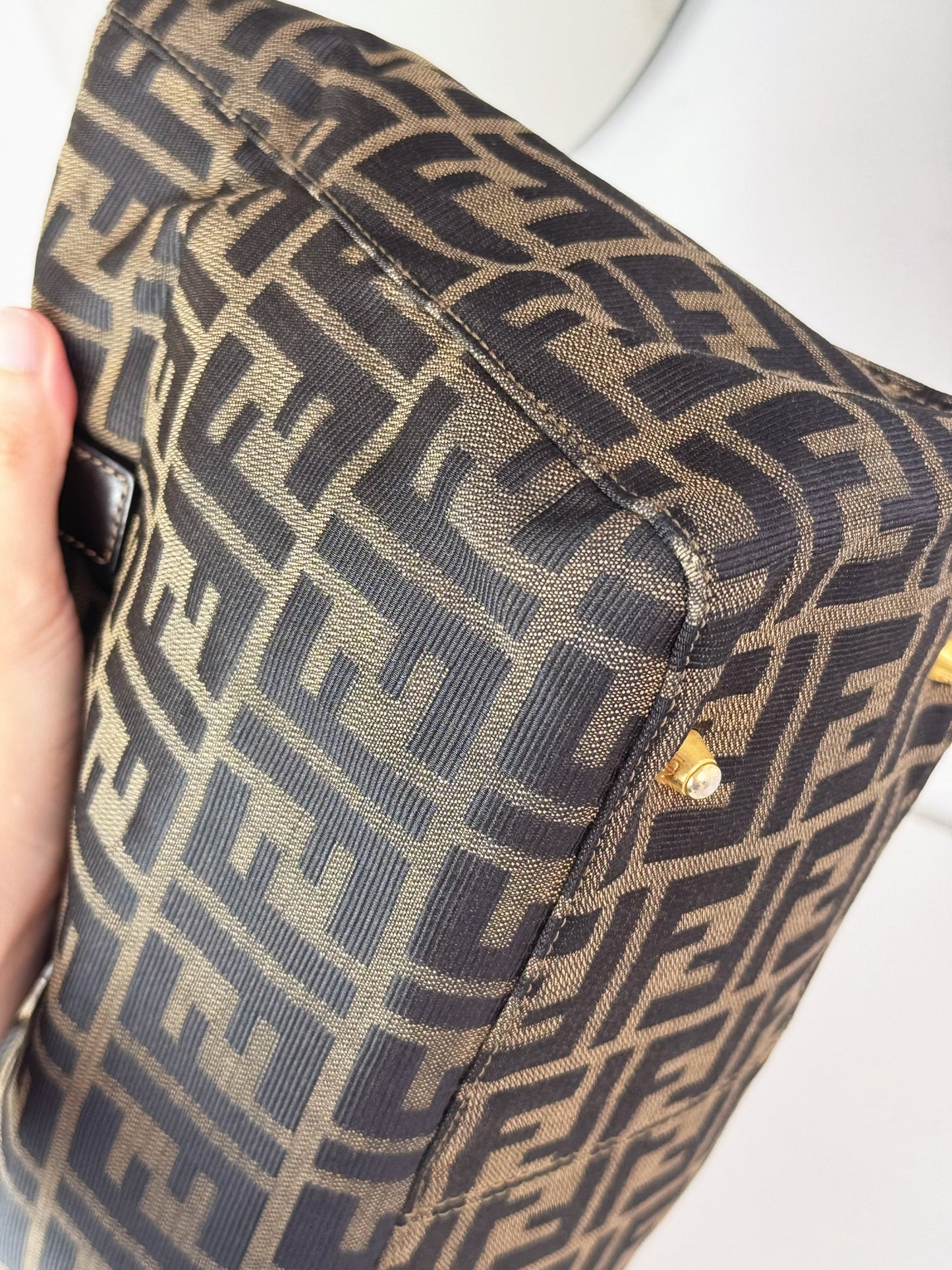 Fendi Vintage Zucca Gold Top Handle Tote Bag