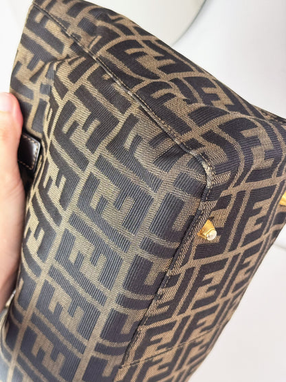 Fendi Vintage Zucca Gold Top Handle Tote Bag