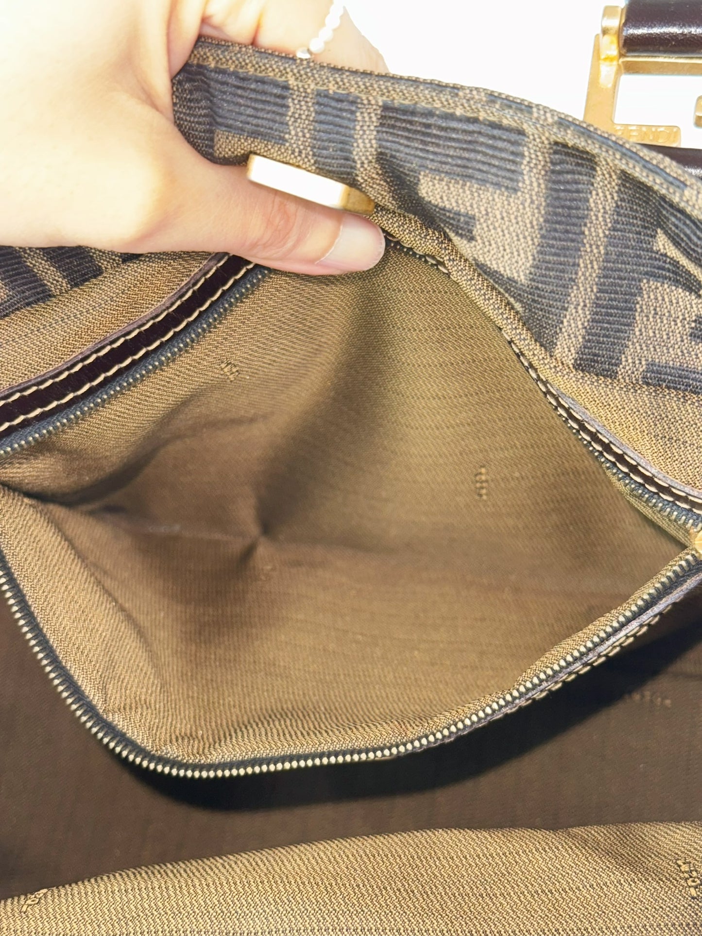 Fendi Vintage Zucca Gold Top Handle Tote Bag