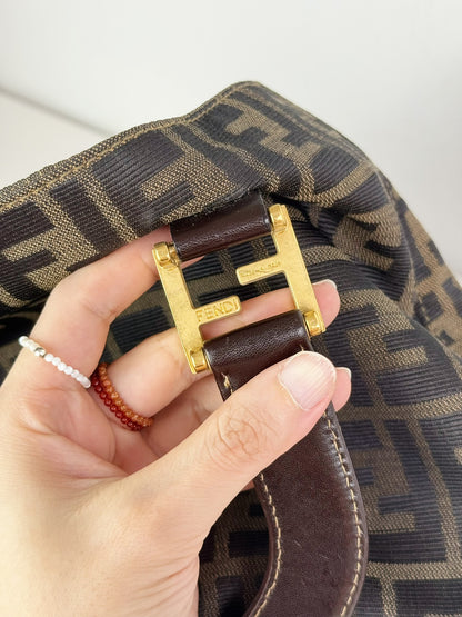 Fendi Vintage Zucca Gold Top Handle Tote Bag